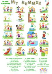 English Worksheet: MY  SUMMER (MATCHING+READING - 2 pages)
