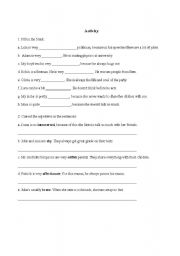 English worksheet: Fill in the blanks - Adjectives about personalities