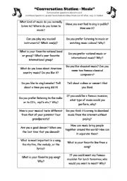 English Worksheet: Conversation Questions - Music