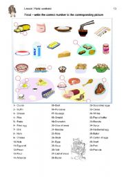 English Worksheet: Food