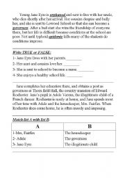 English Worksheet: Jane Eyre story