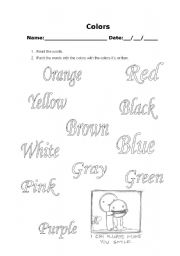 English worksheet: Colours