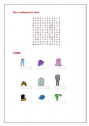 English worksheet: colours and clothes