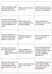 English Worksheet: phrasal verb conversation cards
