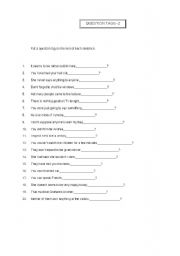 English Worksheet: question tags