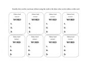 English worksheet: TABOO CARDS TEMPLATES