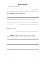 English worksheet: 5 Paragraph Essay Outline