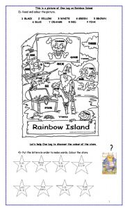 English Worksheet: One Leg on Rainbow Island