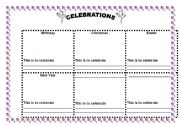 English Worksheet: Celebrations