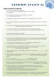 English Worksheet: Idioms part 2/3