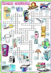 English Worksheet: Kitchen crossword