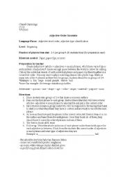 English Worksheet: Adjective Word Order Scramble