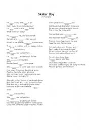 English Worksheet: Skater boy, song to practice simple past with elementary students