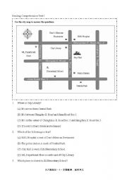 English Worksheet: Map Reading Comprehension Test