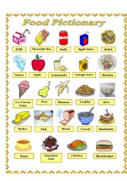 English Worksheet: Food Pictionary