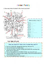 English Worksheet: Animal Tree