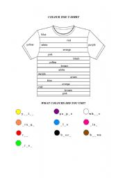 English Worksheet: Colour the T-shirt