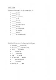 English worksheet: verb to be