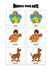 English Worksheet: Memory game - Body parts (1/2)