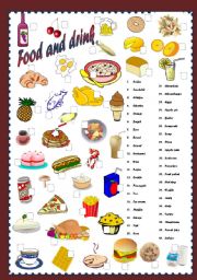 English Worksheet: Food &drink(editable)