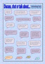 English Worksheet: Discuss, chat or talk about - Growing up