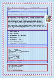 CONSOLIDATION VERB TO BE, POSSESSIVE ADJECTIVES, QUESTION WORDS AND FAMILY