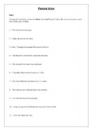 English worksheet: Passive Voice