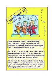 English Worksheet: WHO AM I?