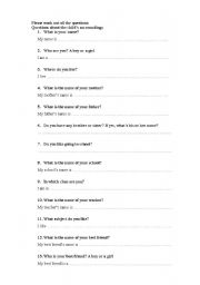 English Worksheet: Gathering  details About the child