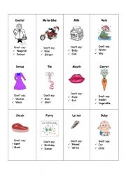 English Worksheet: TABOO GAME - SPEAKING