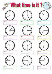 English Worksheet: What time is it? (Answer key included)