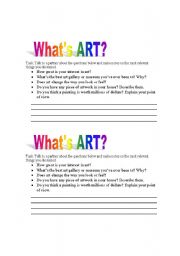 English Worksheet: Art Discussion