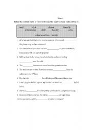 English Worksheet: Vocabulary from short story, 