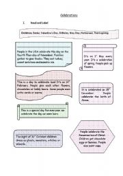 English worksheet: celebrations