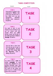 English Worksheet: Tasks Competition