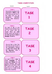 English Worksheet: Tasks Competition