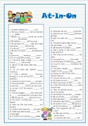 English Worksheet: At-in-on