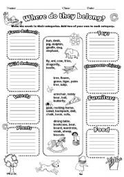 English Worksheet: Categories