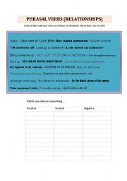 English worksheet: Phrasal verbs/Relationships