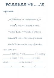 English Worksheet: POSSESSIVE 