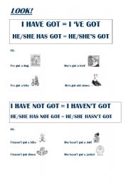 English worksheet: HAVE / HAS - HAVENT / HASNT GOT