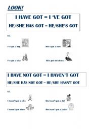 English Worksheet: HAVE / HAS - HAVENT / HASNT GOT