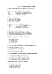 English Worksheet: SIMPLE PRESENT TENSE - REVIEW EXERCISES