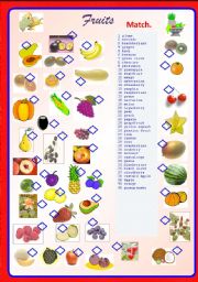 English Worksheet: Fruits - Matching activity**fully editable.