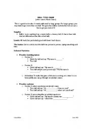 English Worksheet: Ball Toss Game