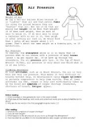 English Worksheet: Air Pressure reading