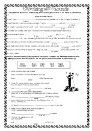 English Worksheet: gerunds