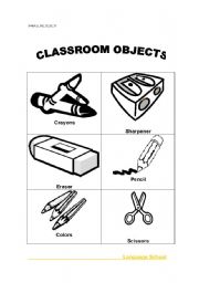 English Worksheet: Classroom Objects