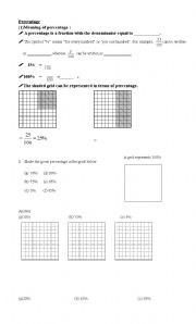 English Worksheet: percentage