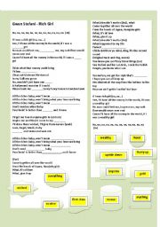 English worksheet: SONG: RICH GIRL  -  BY  GWEN STEFANI